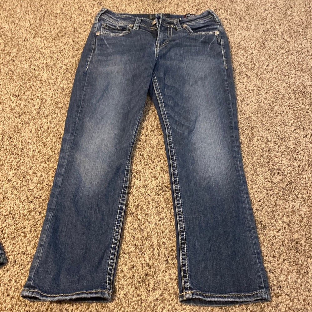 Only worn once straight wide leg Silver jeans